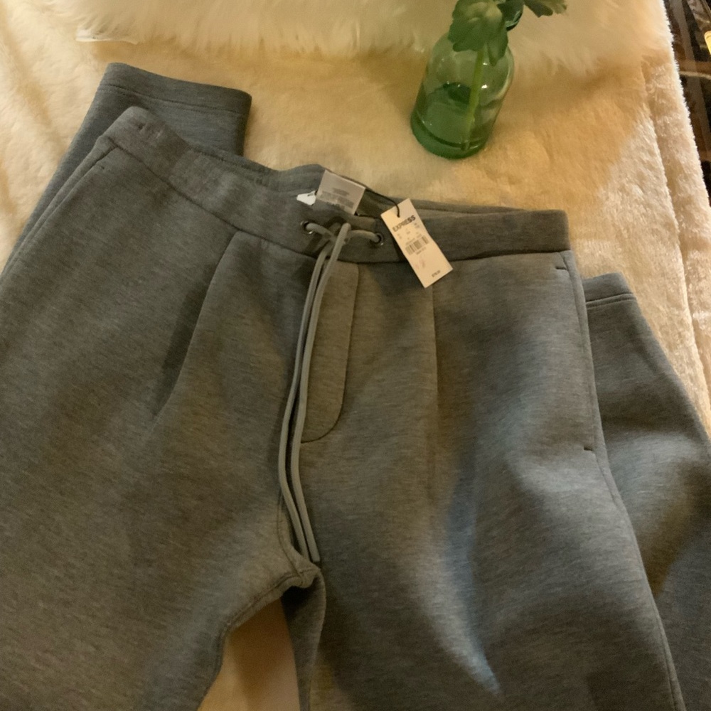 NWT Express - Gray drawstring waist, straight leg pantsuit. Sz S - Picture 3 of 11